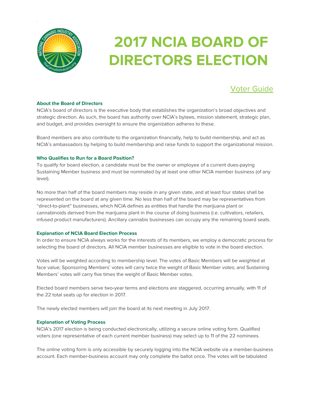 2017 Ncia Board of Directors Election