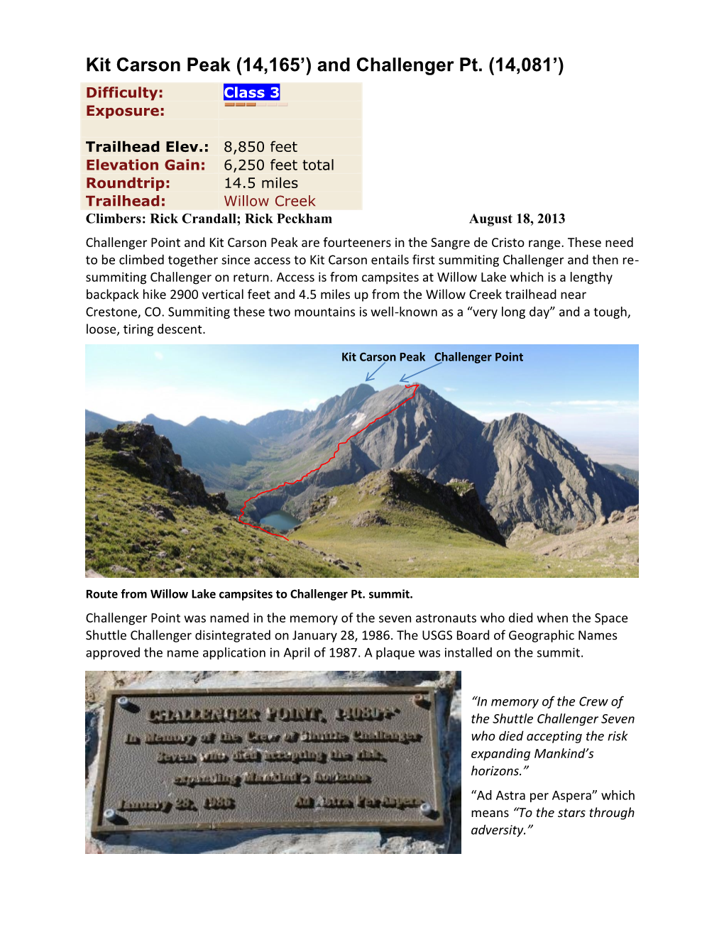 Kit Carson Peak (14,165’) and Challenger Pt