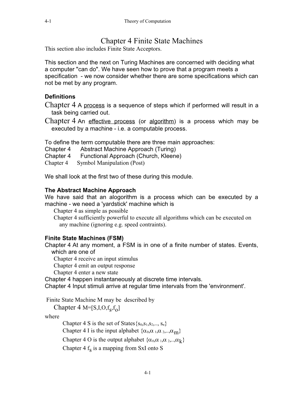 Chapter 4 Finite State Machines