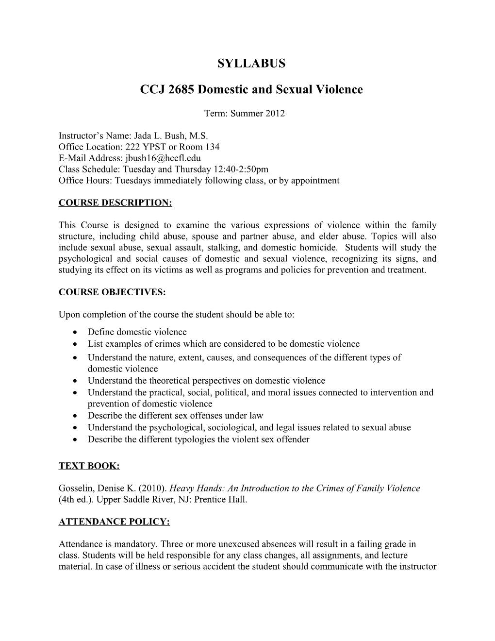 CCJ 2685 Domestic and Sexual Violence