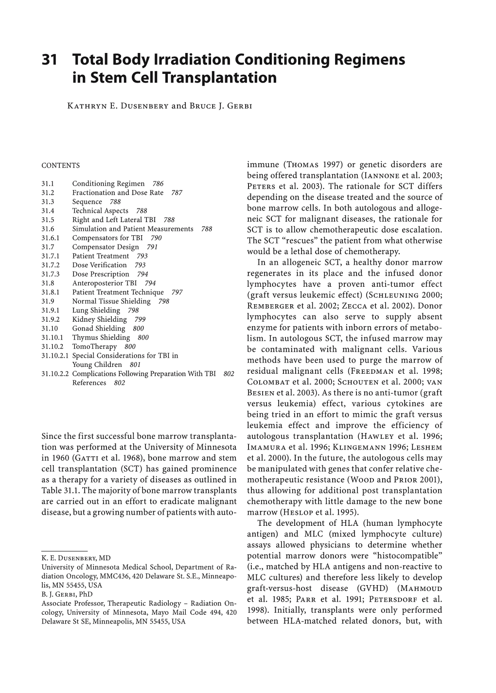 31 Total Body Irradiation Conditioning Regimens in Stem Cell Transplantation