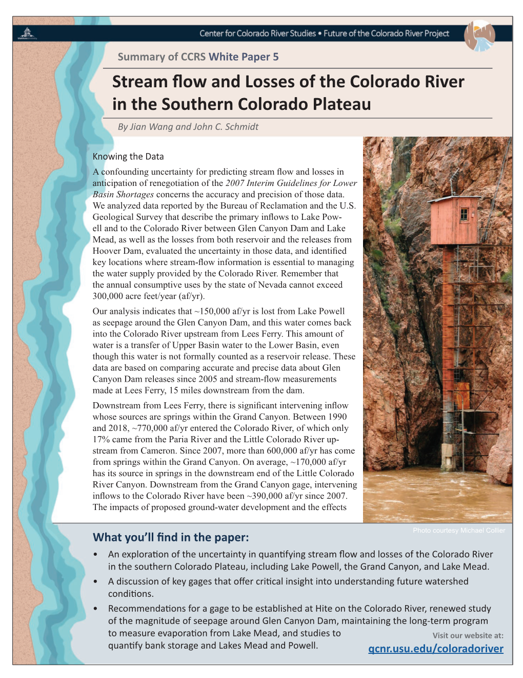 Stream Flow and Losses of the Colorado River in the Southern Colorado Plateau by Jian Wang and John C