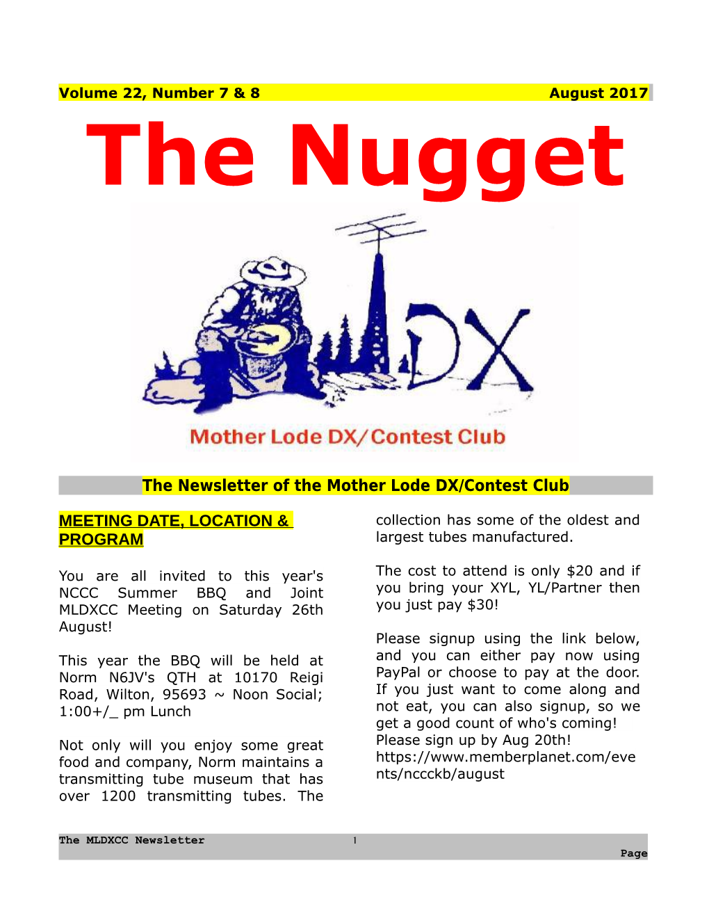 The Newsletter of the Mother Lode DX/Contest Club s4