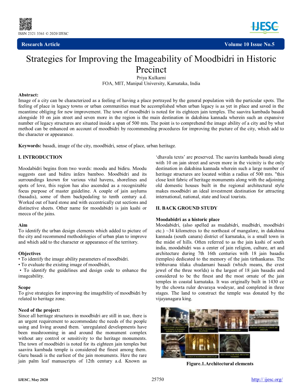 Strategies for Improving the Imageability of Moodbidri in Historic Precinct Priya Kulkarni FOA, MIT, Manipal University, Karnataka, India
