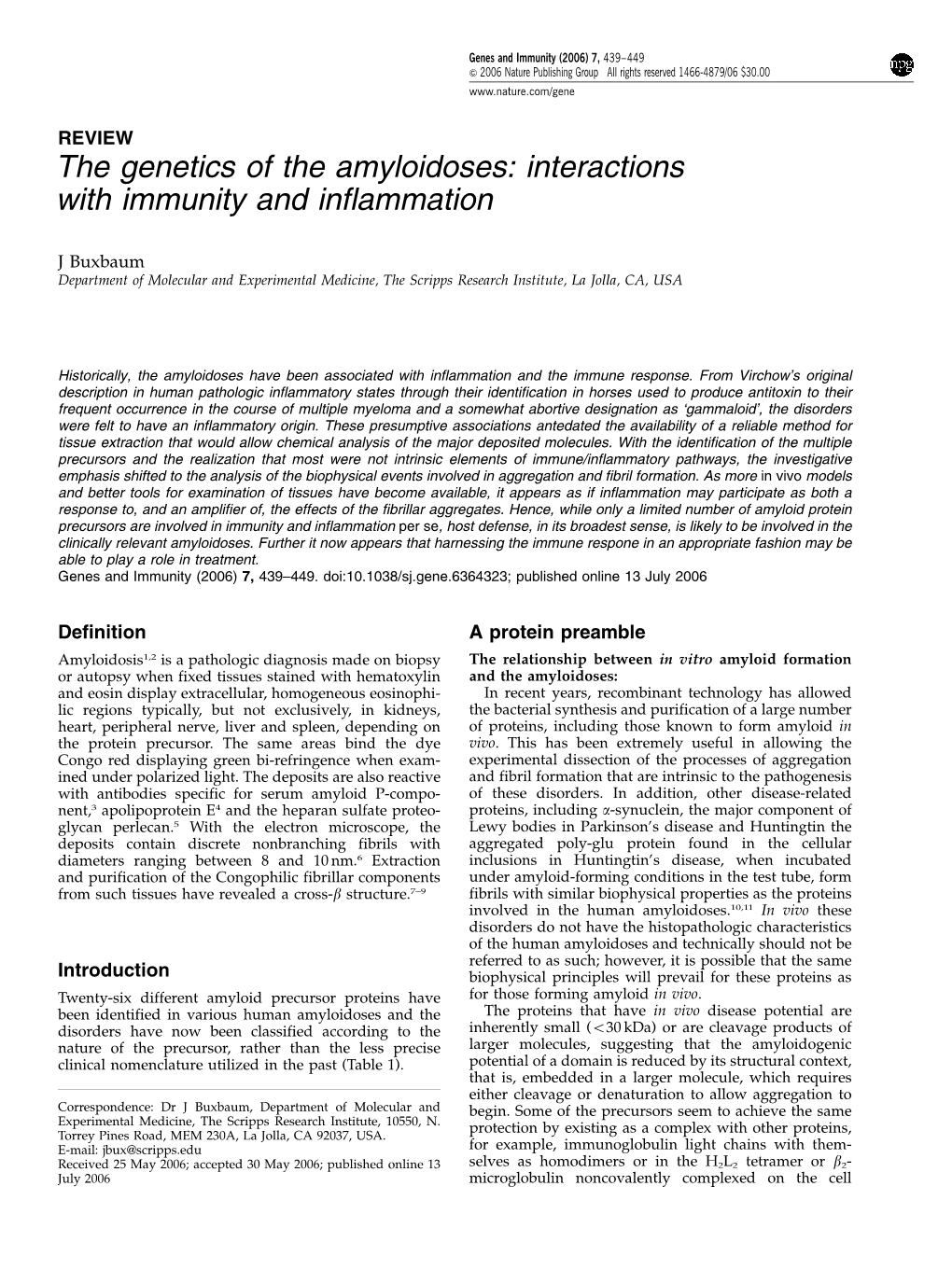The Genetics of the Amyloidoses: Interactions with Immunity and Inflammation