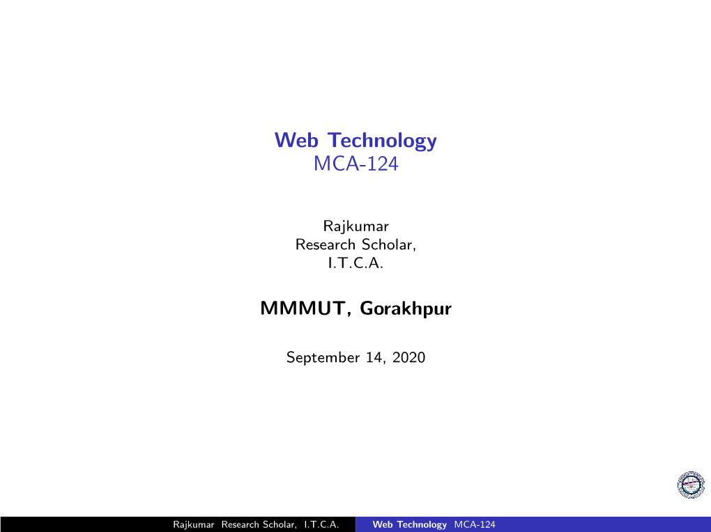 Web Technology MCA-124