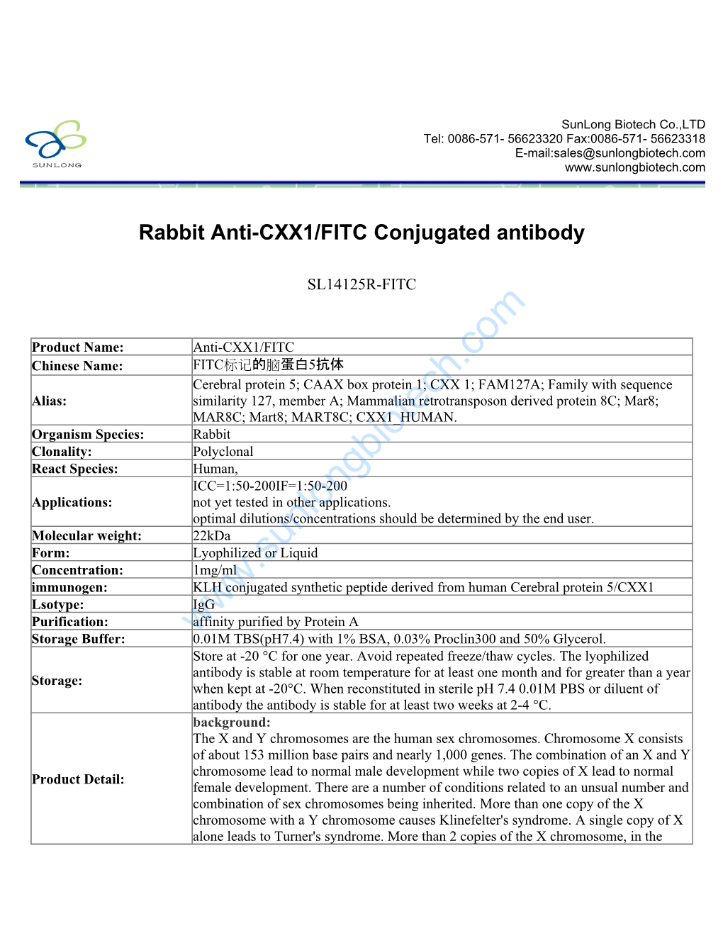 Rabbit Anti-CXX1/FITC Conjugated Antibody-SL14125R-FITC