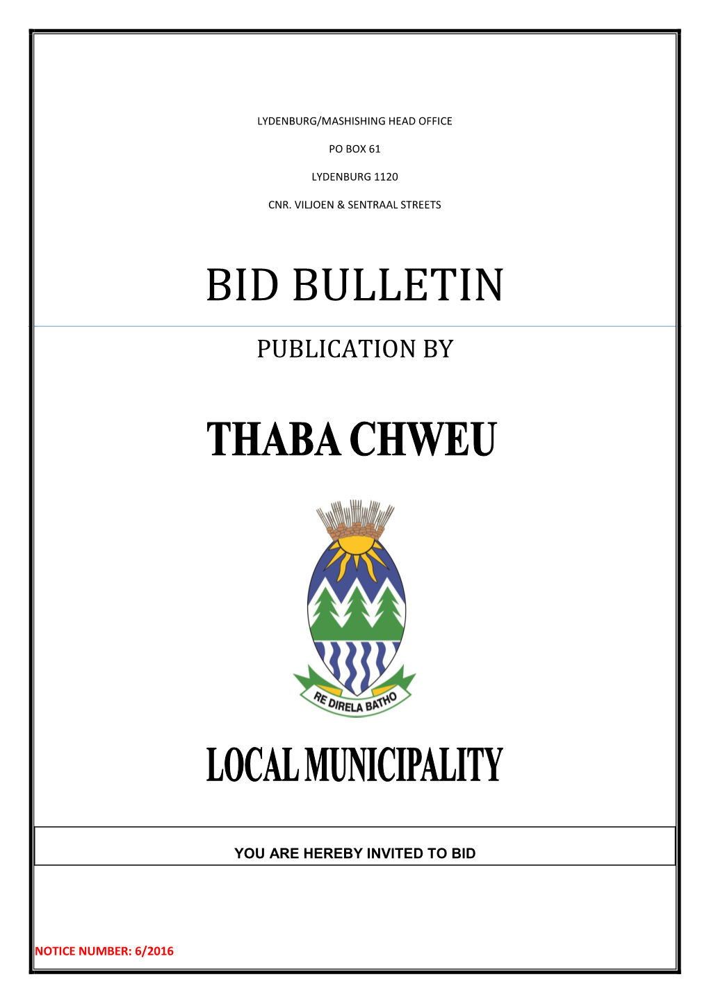 Bid Bulletin Publication By