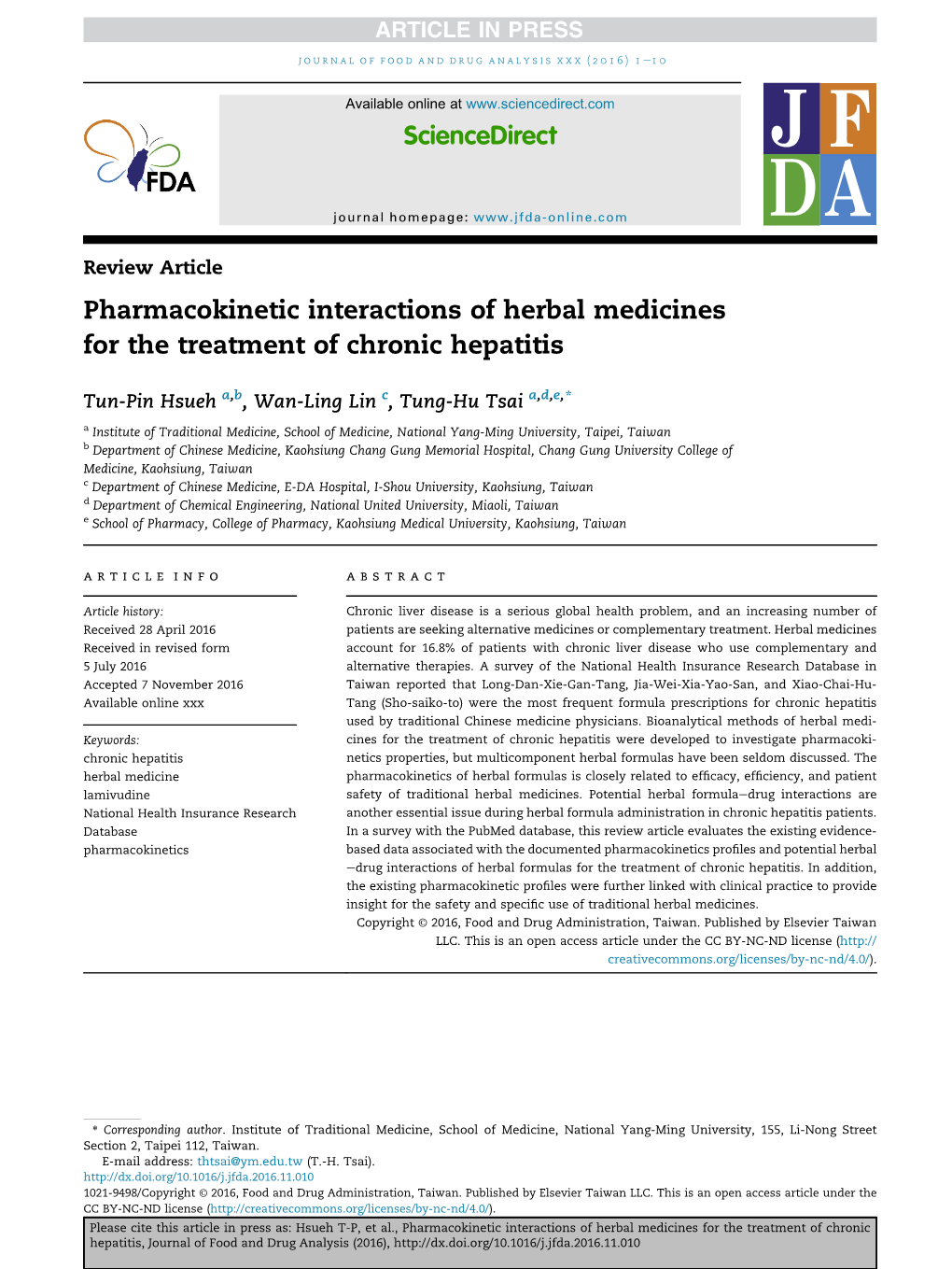 Pharmacokinetic Interactions of Herbal Medicines for the Treatment of Chronic Hepatitis