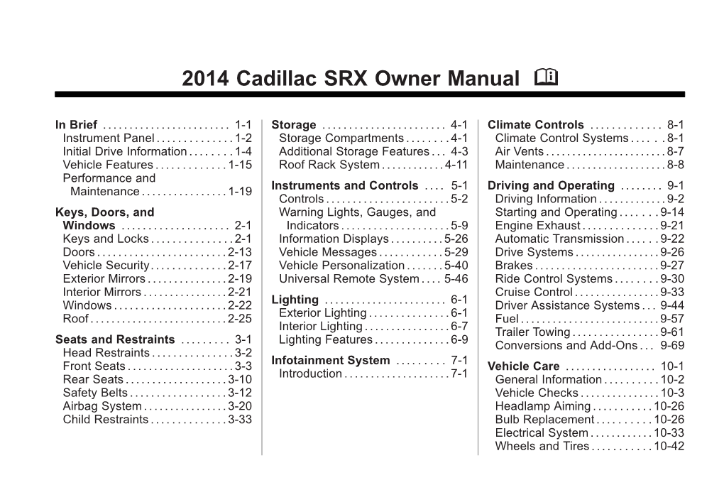 2014 Cadillac SRX Owner Manual M