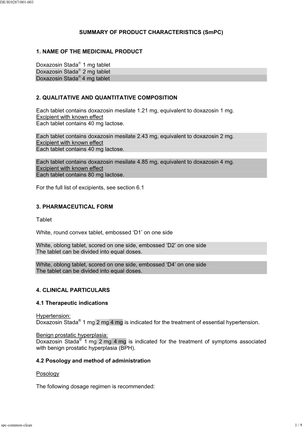 SUMMARY of PRODUCT CHARACTERISTICS (Smpc) 1