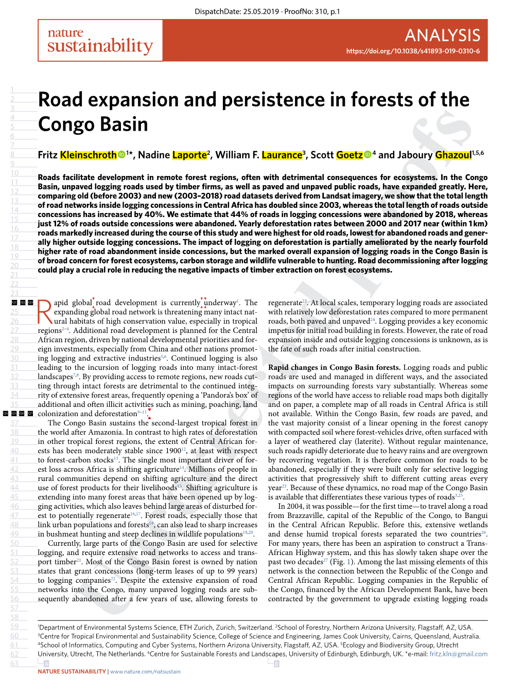 Road Expansion and Persistence in Forests of the Congo Basin