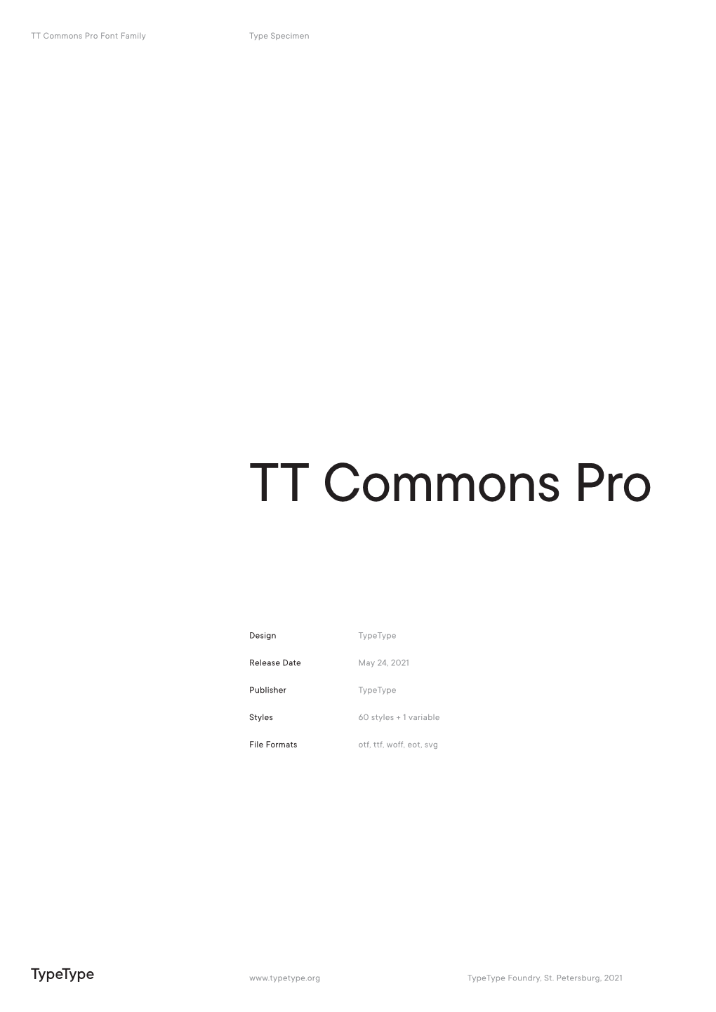 TT Commons Pro Font Family Type Specimen