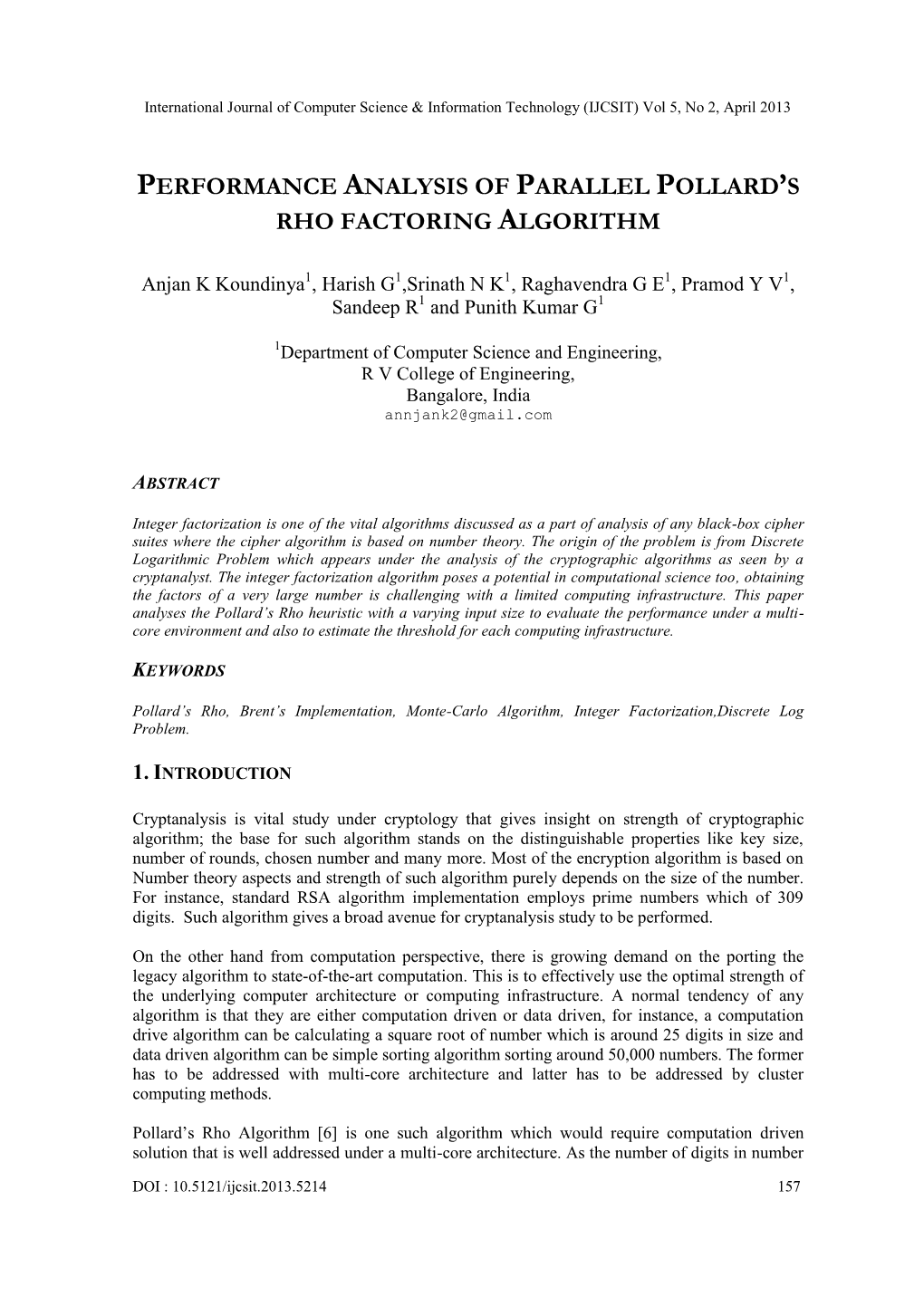 Rho Factoring Algorithm