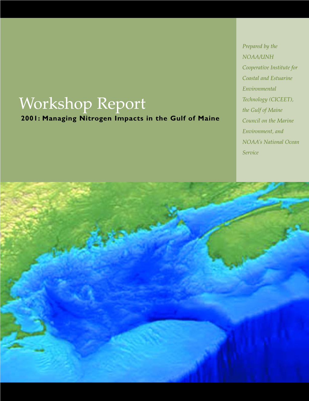 Workshop Report the Gulf of Maine 2001: Managing Nitrogen Impacts in the Gulf of Maine Council on the Marine Environment, and NOAA’S National Ocean Service