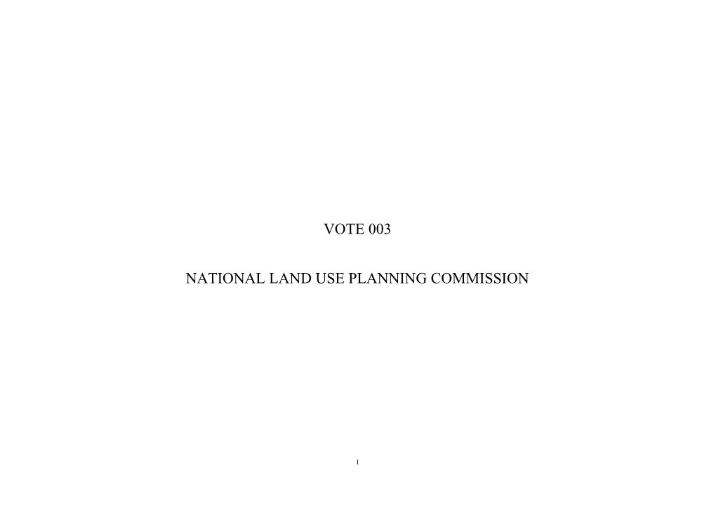 Vote 003 National Land Use Planning Commission