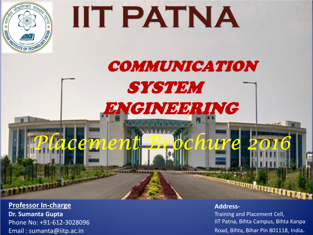 COMMUNICATION SYSTEM ENGINEERING Placement Brochure 2016