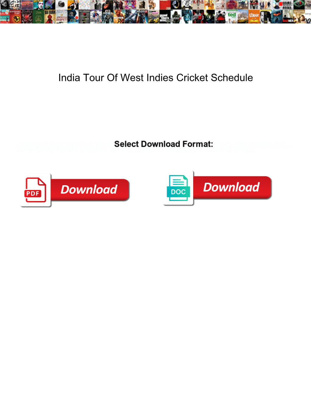 India Tour of West Indies Cricket Schedule