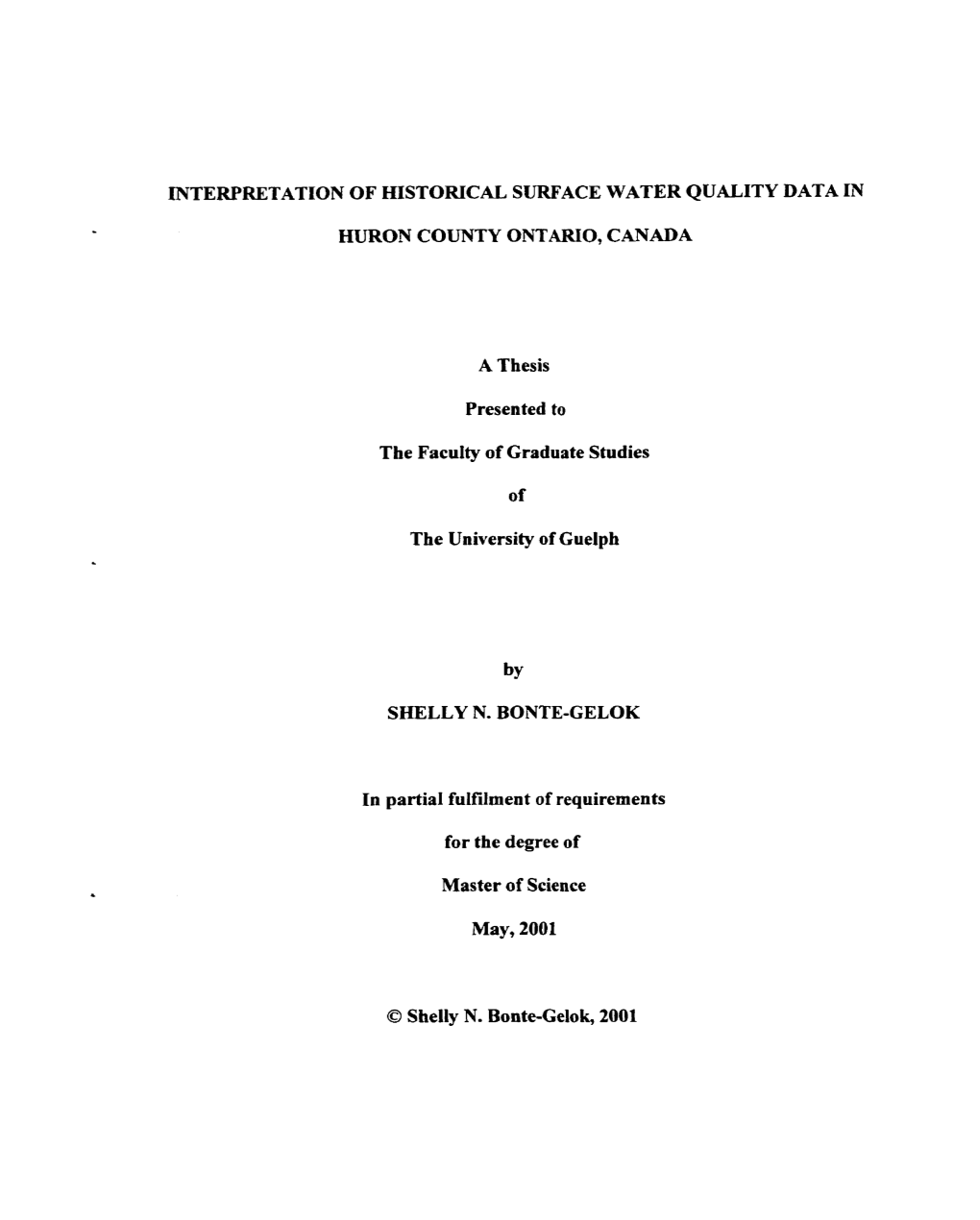 Interpretation of Historical Surface Water Quality Data In