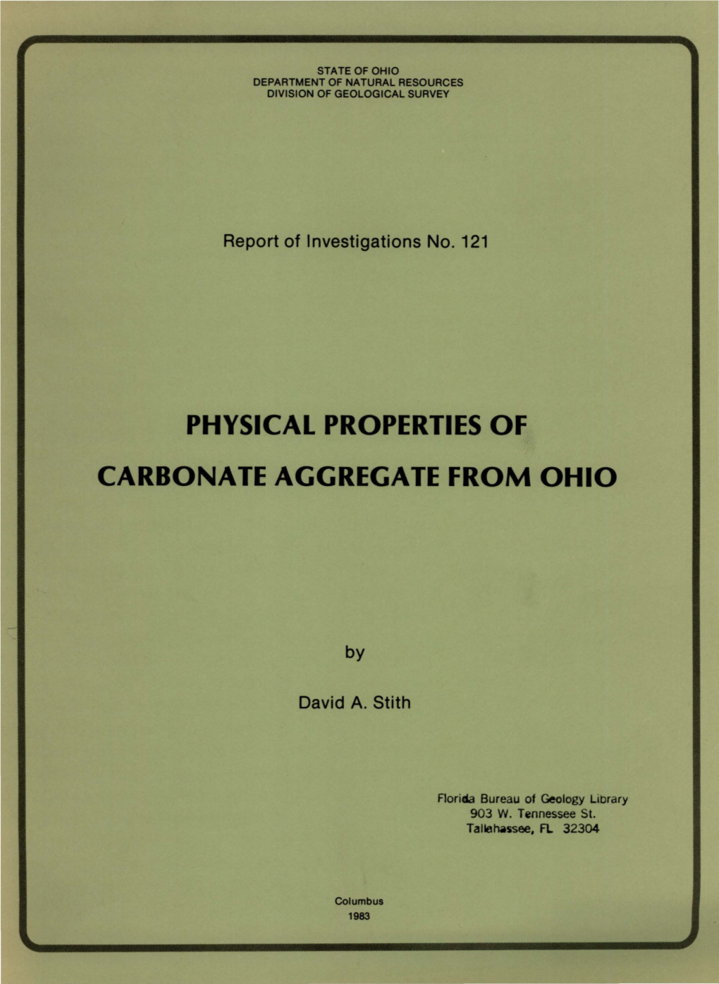 Physical Properties of Carbo Na Te Aggregate from Ohio