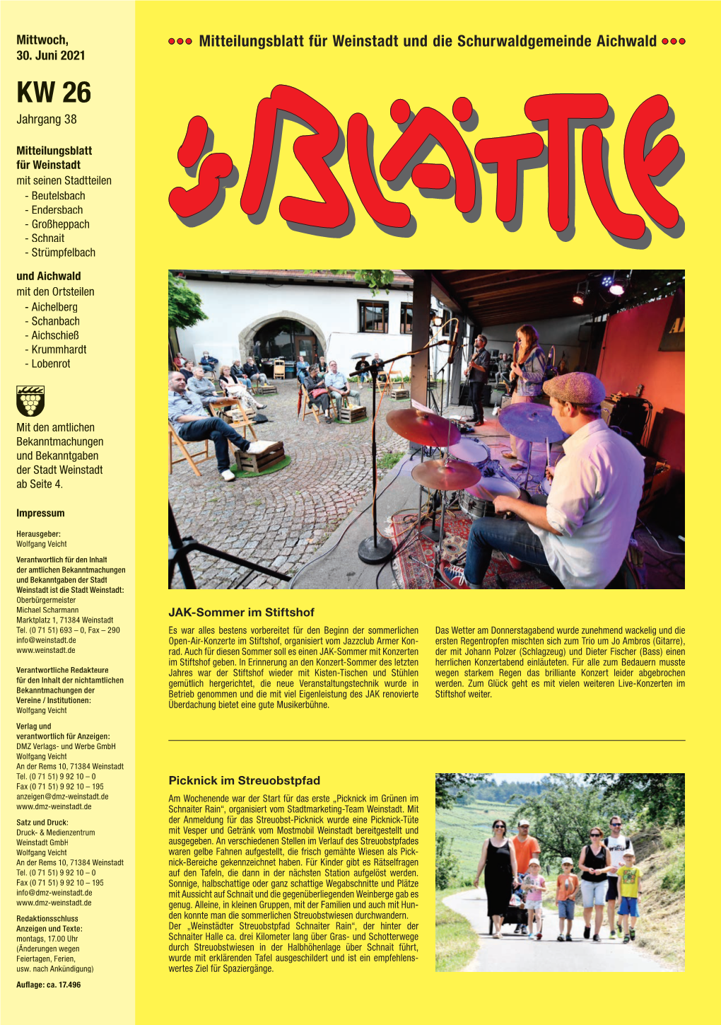 Mitteilungsblatt Für Weinstadt Und Die Schurwaldgemeinde Aichwald 30