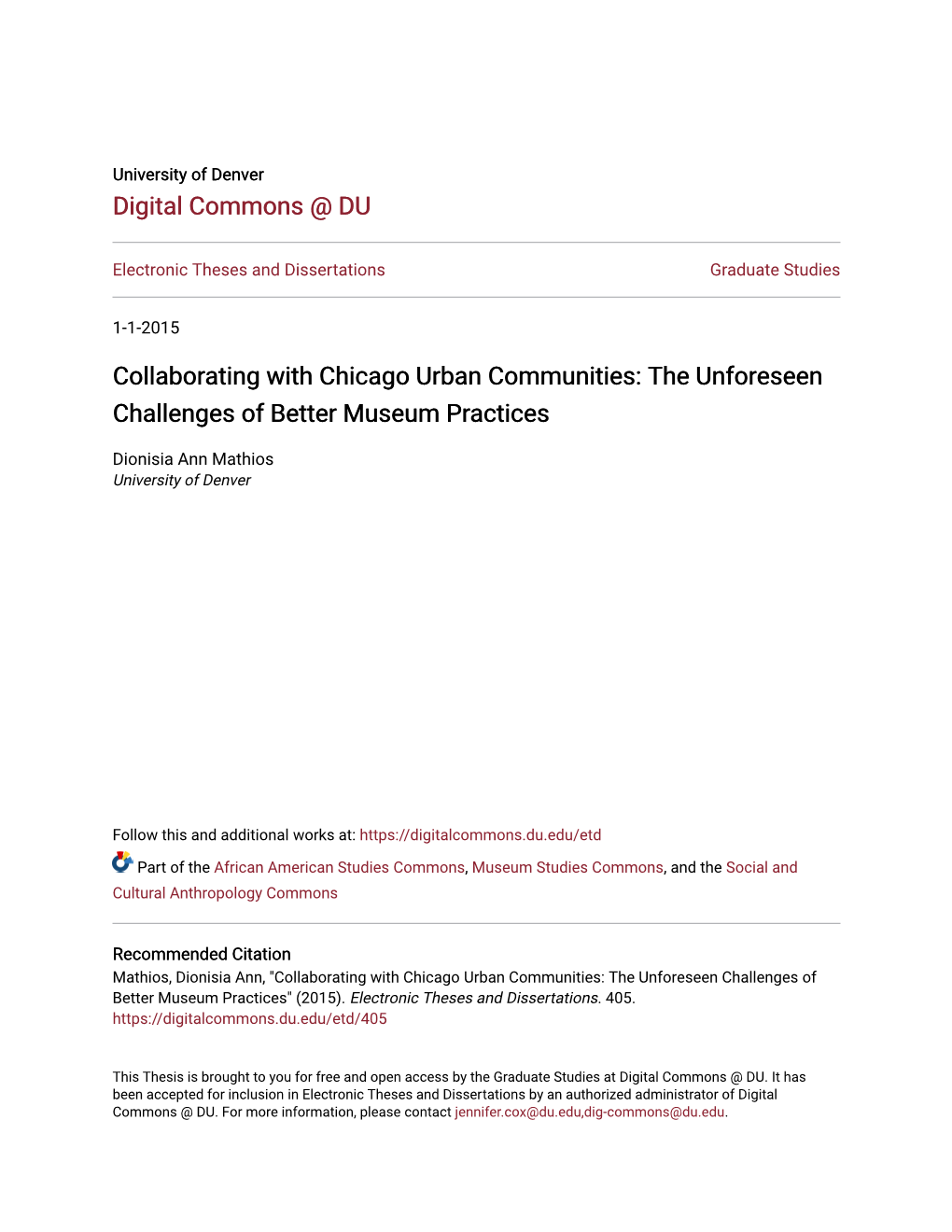 Collaborating with Chicago Urban Communities: the Unforeseen Challenges of Better Museum Practices