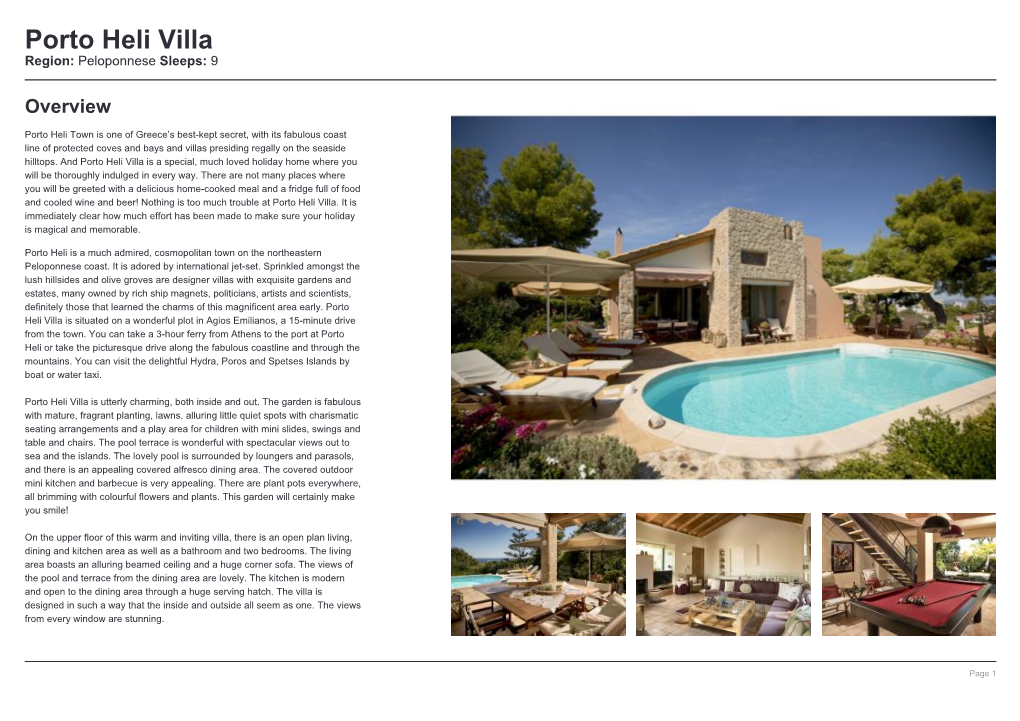 Porto Heli Villa Region: Peloponnese Sleeps: 9