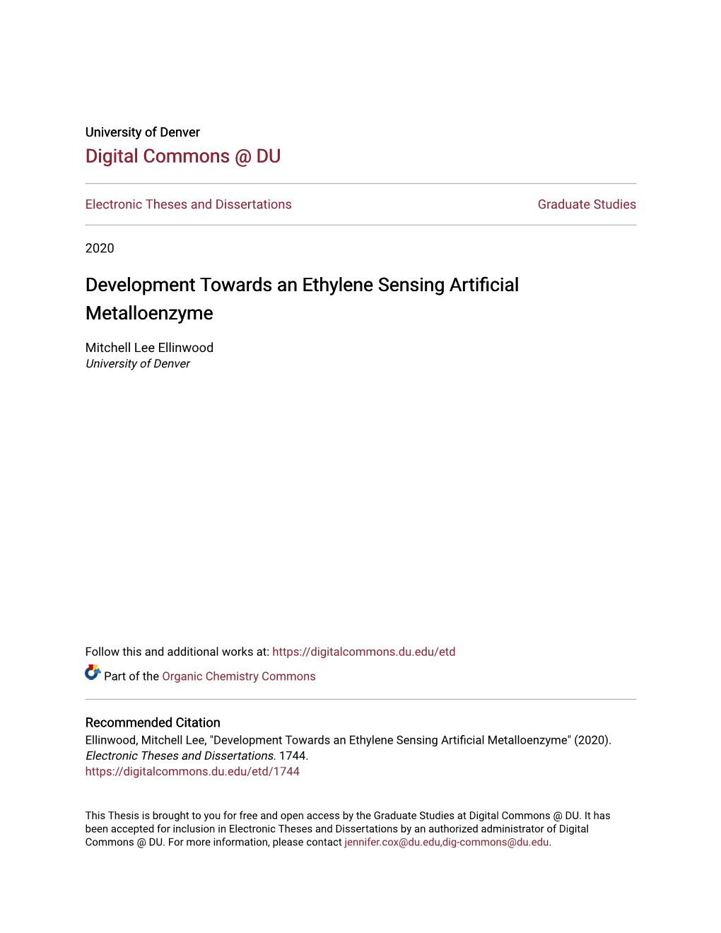 Development Towards an Ethylene Sensing Artificial Metalloenzyme