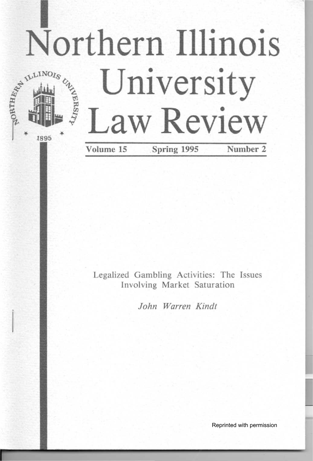 Northern Illinois University Law Review Volume 15 Spring 1995 Number 2