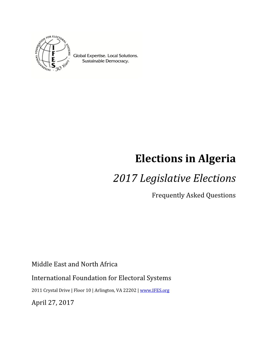 Elections in Algeria: 2017 Legislative Elections Frequently Asked Questions