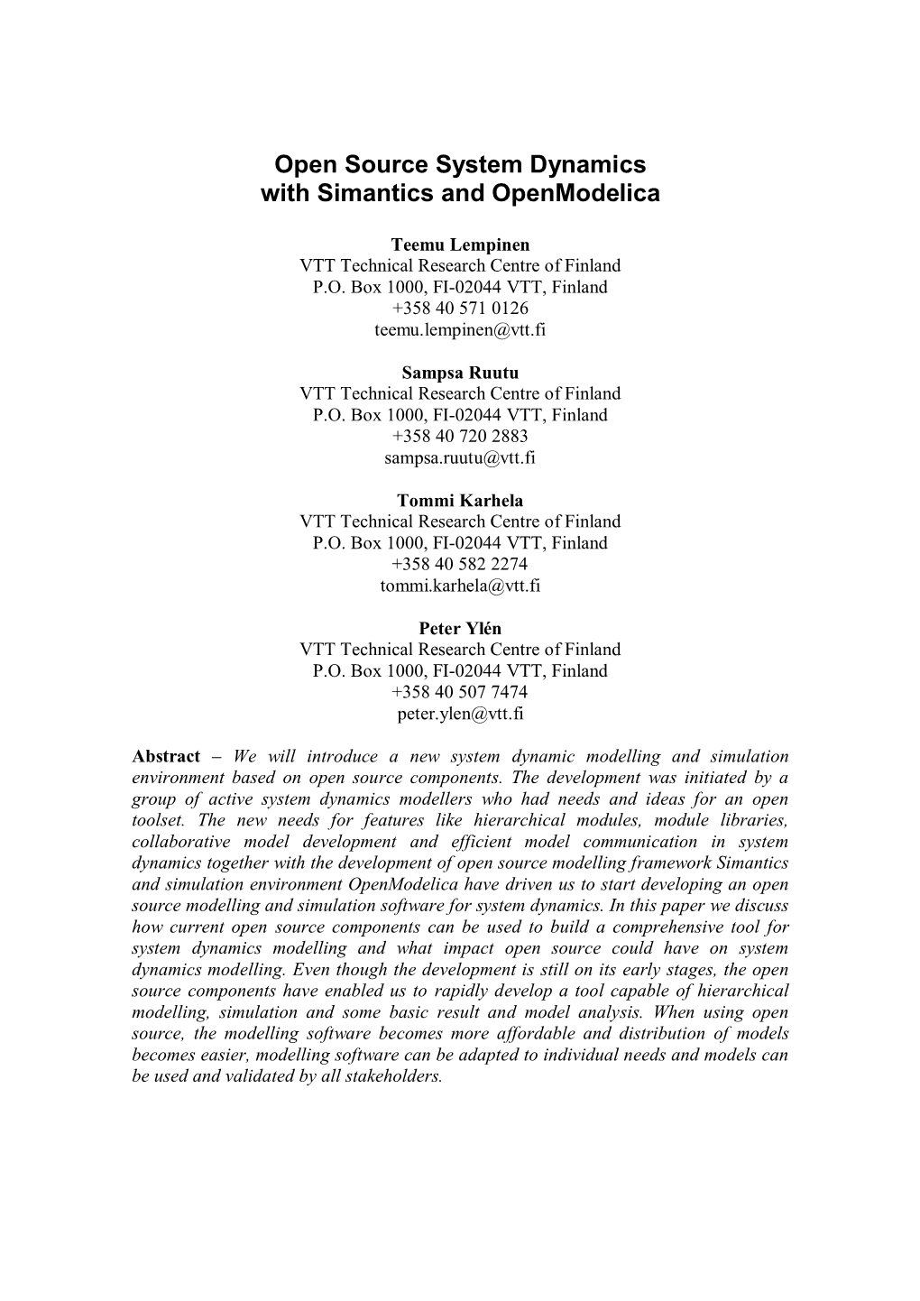 Open Source System Dynamics with Simantics and Openmodelica