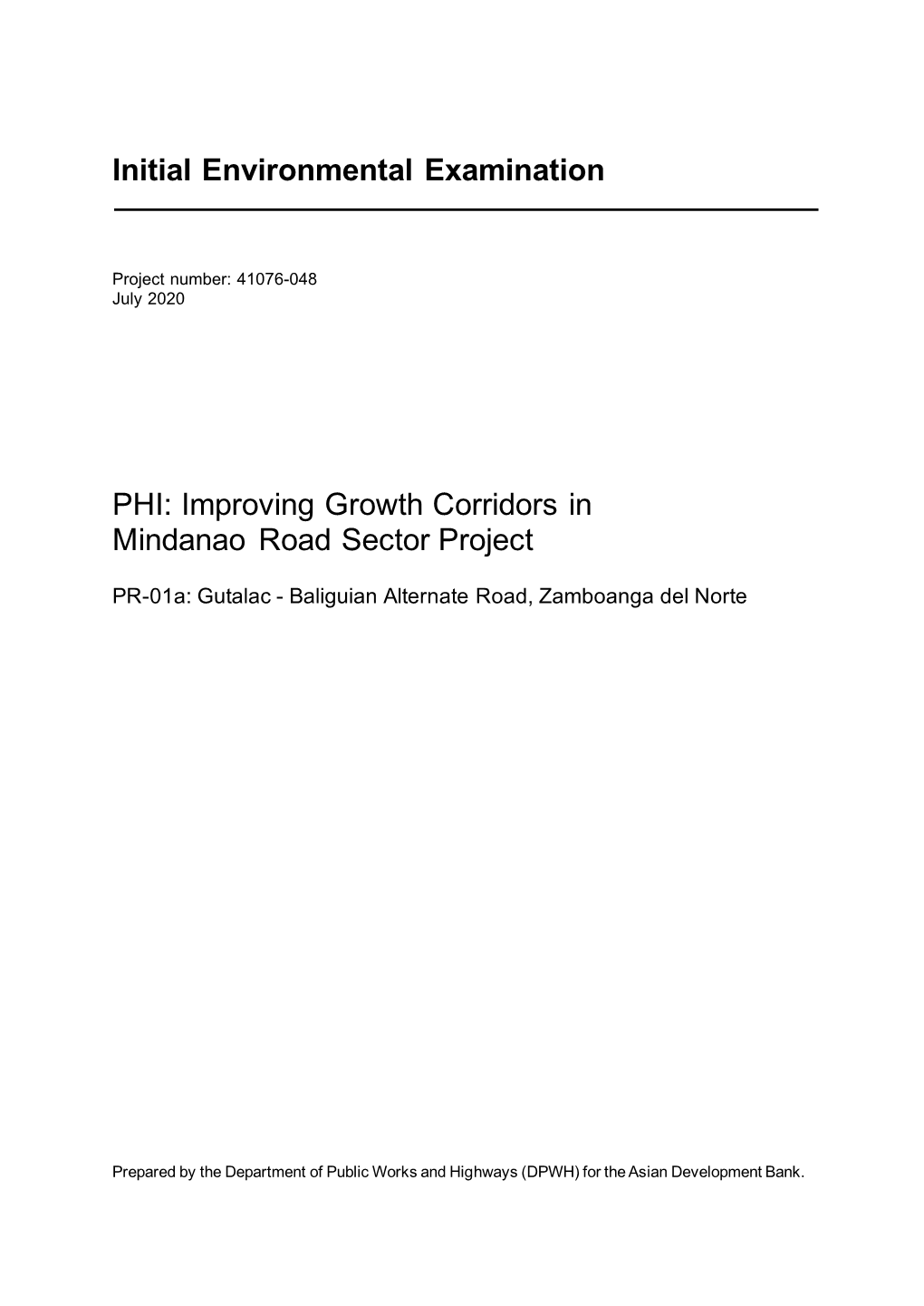 41076-048: Improving Growth Corridors in Mindanao Road Sector