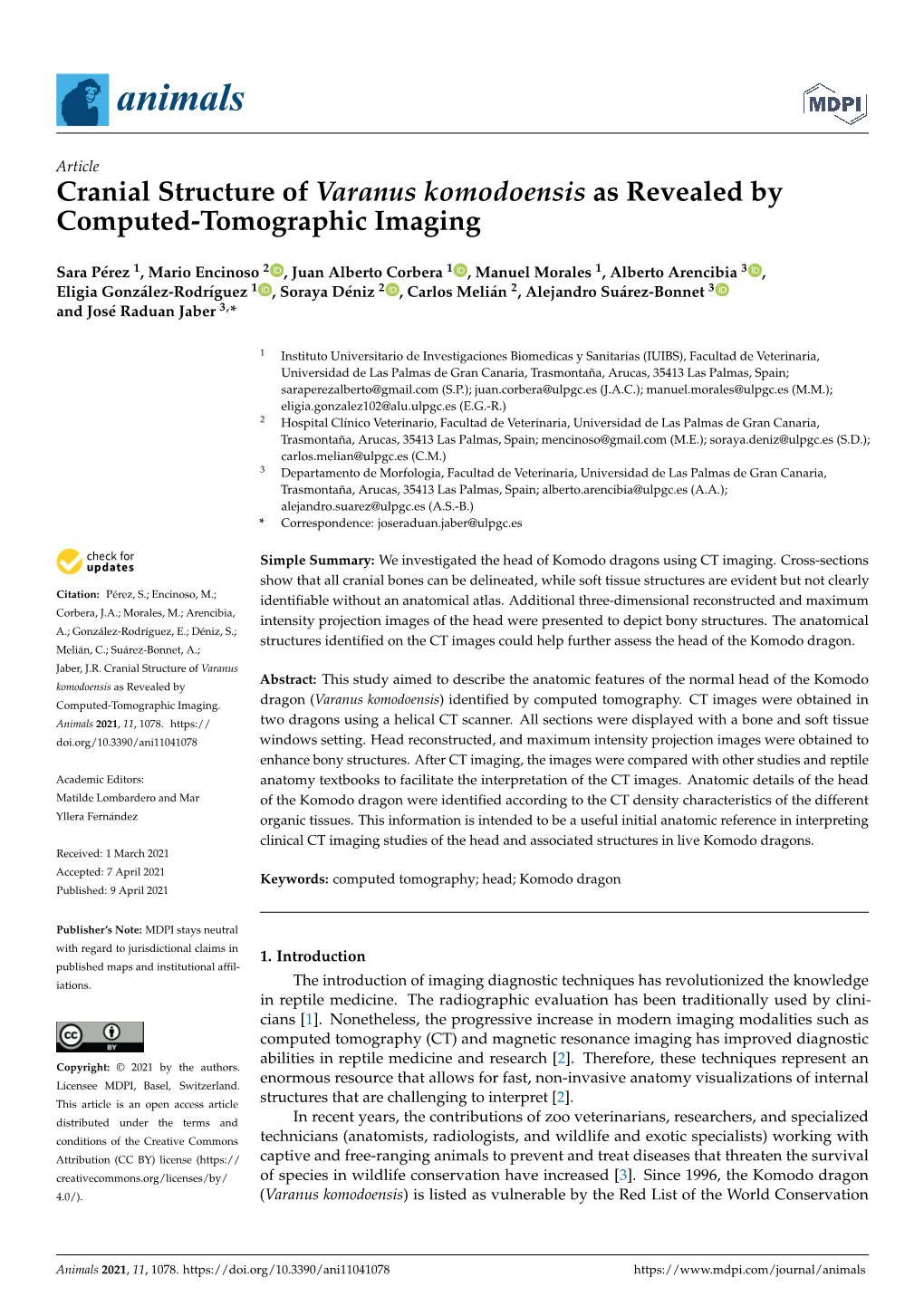 Cranial Structure of Varanus Komodoensis As Revealed by Computed-Tomographic Imaging