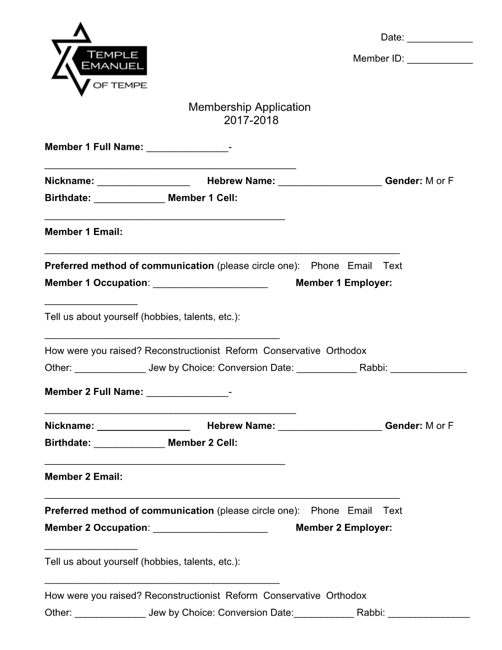 Membership Application