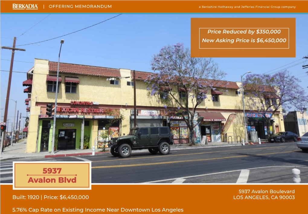 6450000 5.76% Cap Rate on Existing Income Near Downtown Los