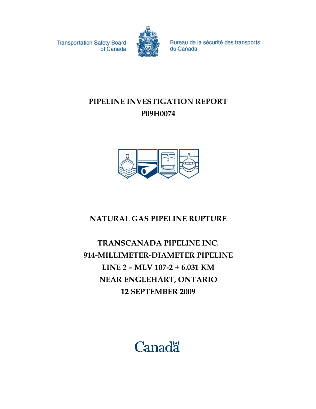 Pipeline Investigation Report P09h0074