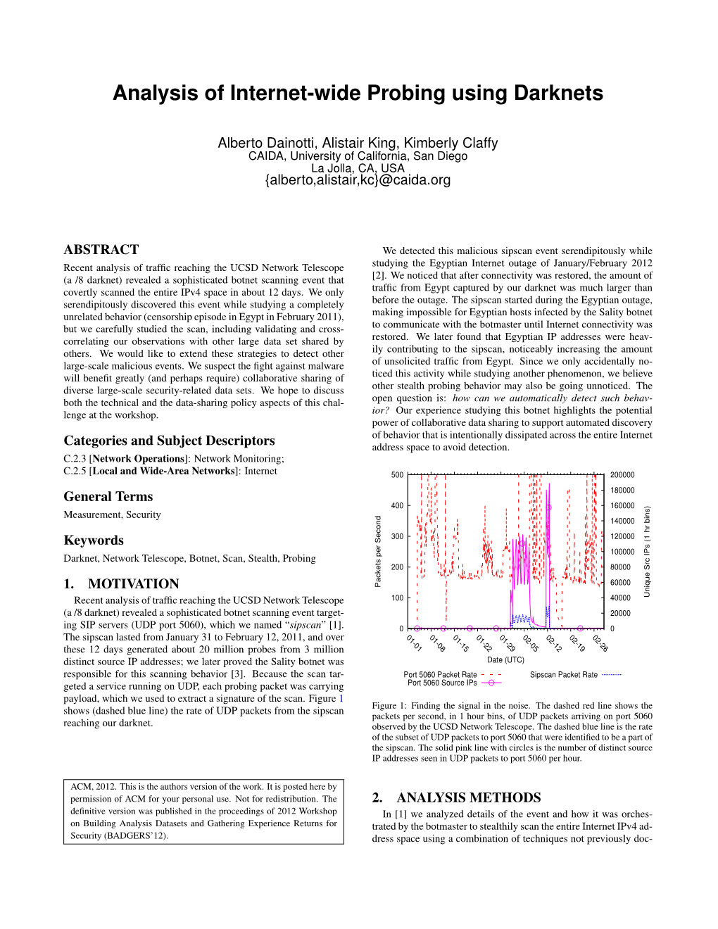 Analysis of Internet-Wide Probing Using Darknets