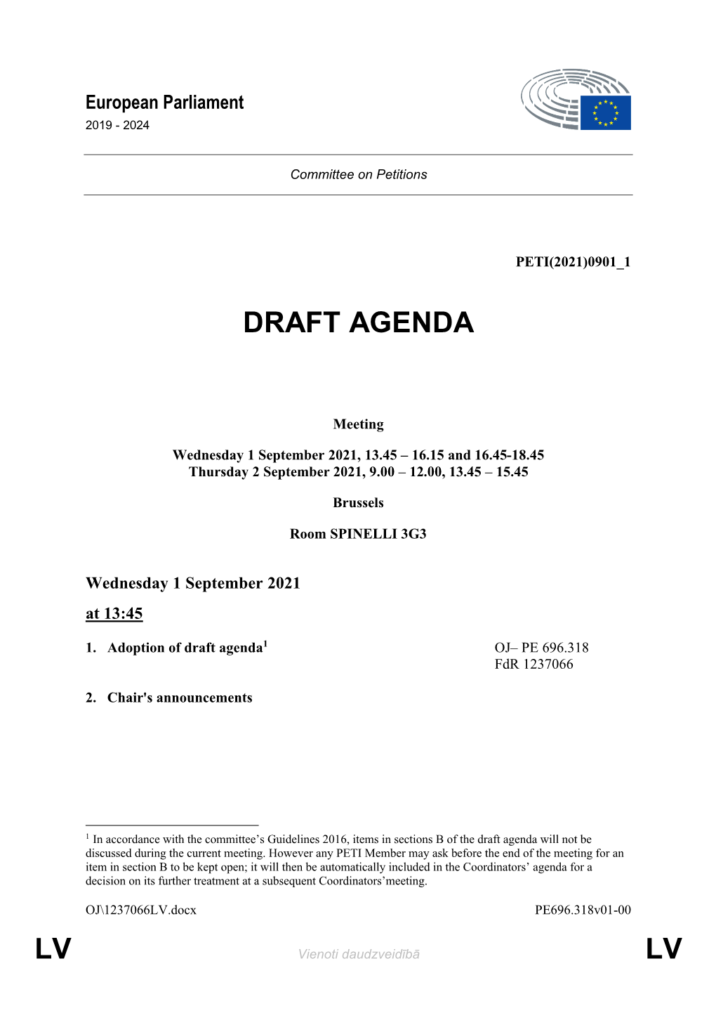 Draft Agenda