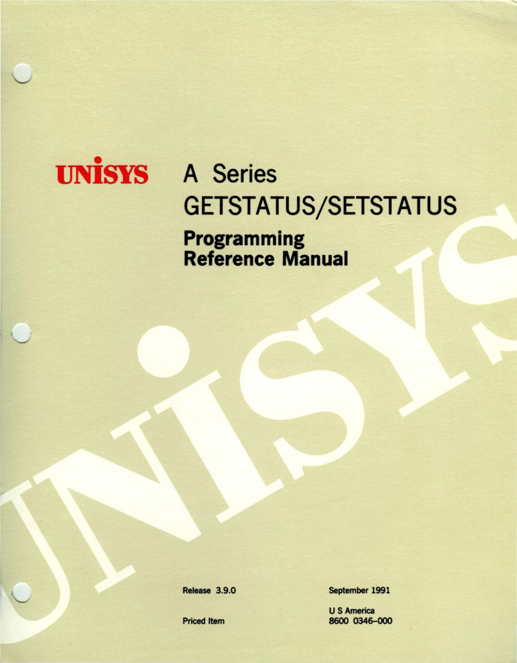 UNISYS a Series Getstatusjsetstatus Programming Reference Manual
