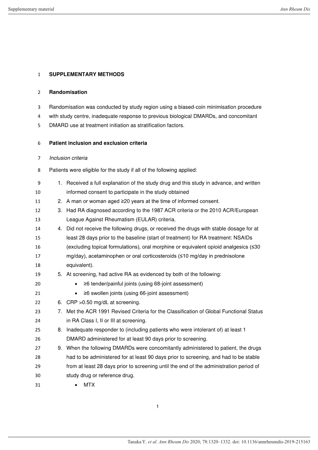 SUPPLEMENTARY METHODS 1 Randomisation 2 Randomisation