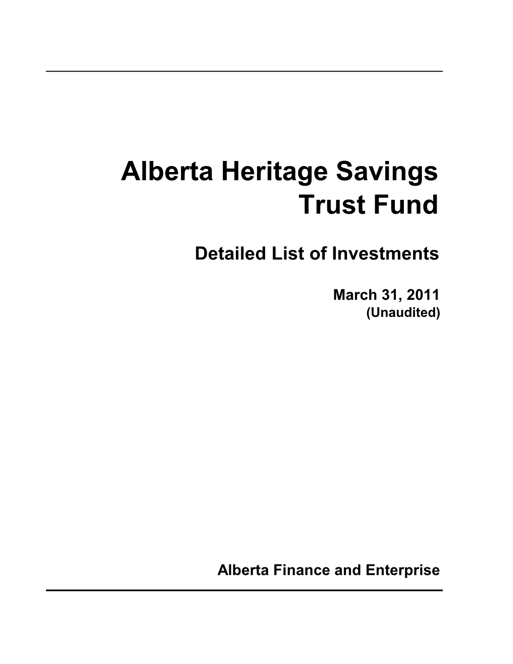 Alberta Heritage Savings Trust Fund