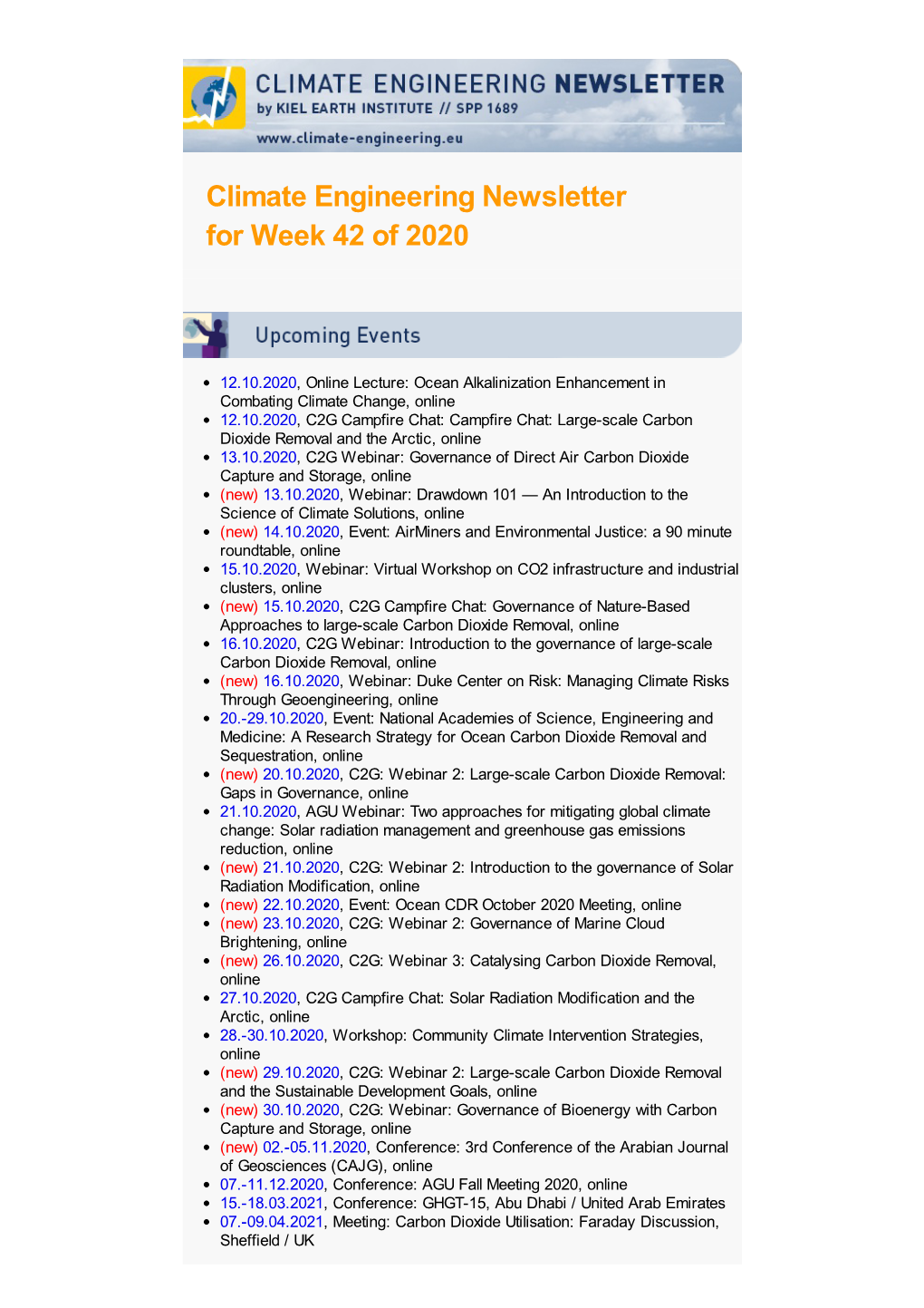Climate Engineering Newsletter for Week 42 of 2020