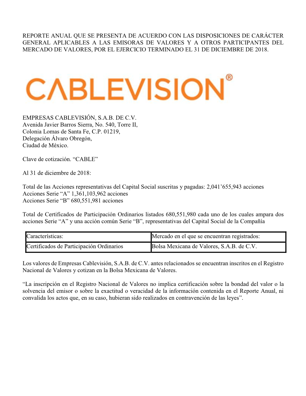 Reporte Anual Que Se Presenta De Acuerdo Con Las Disposiciones