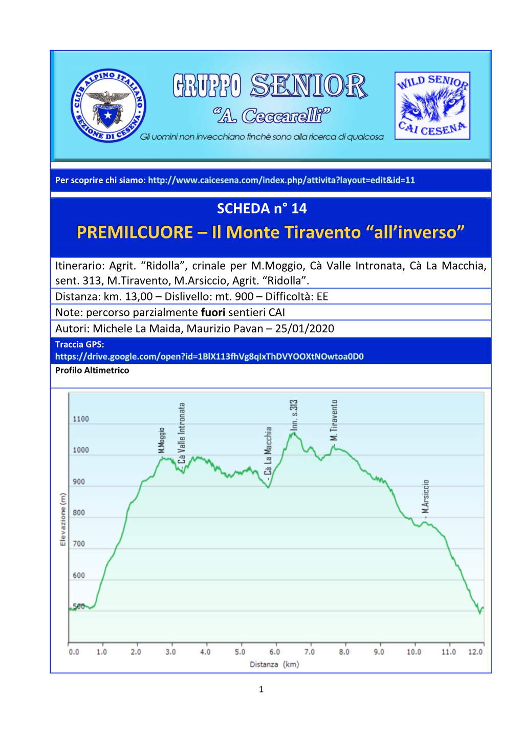 PREMILCUORE – Il Monte Tiravento “All’Inverso”