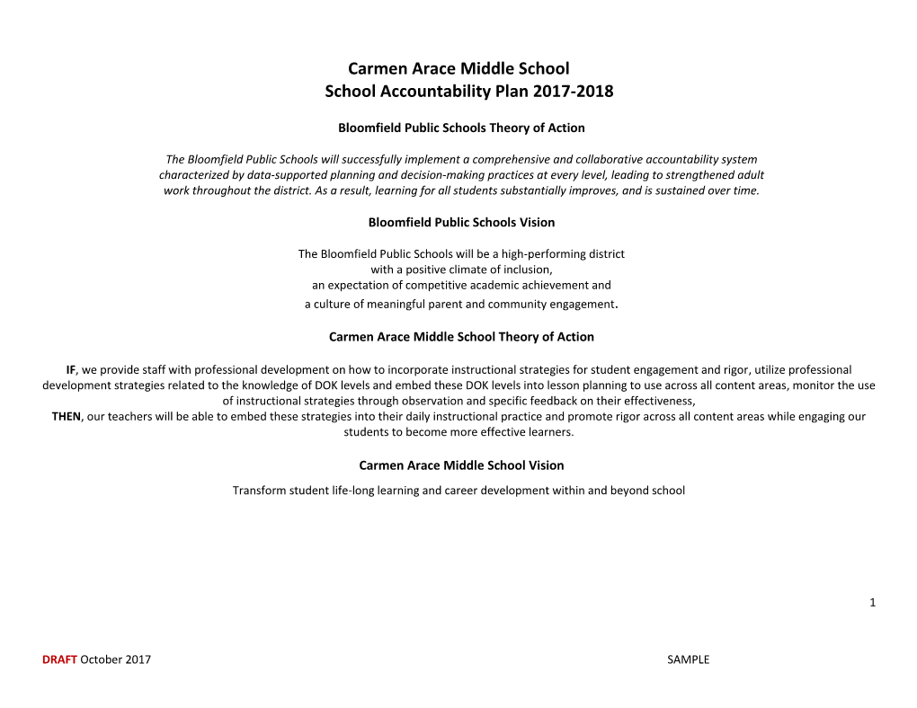 Carmen Arace Middle School School Accountability Plan 2017-2018