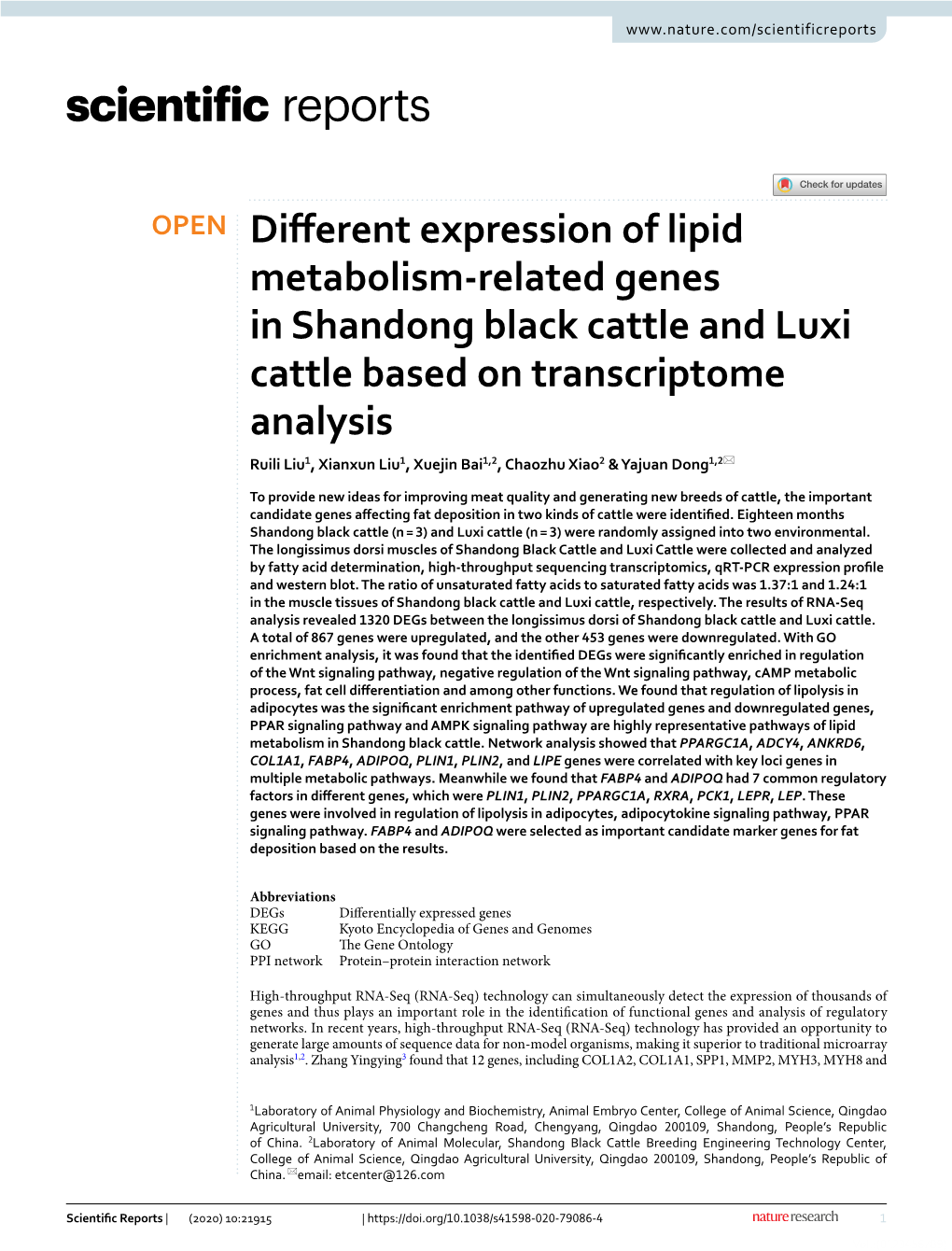 Different Expression of Lipid Metabolism-Related Genes In