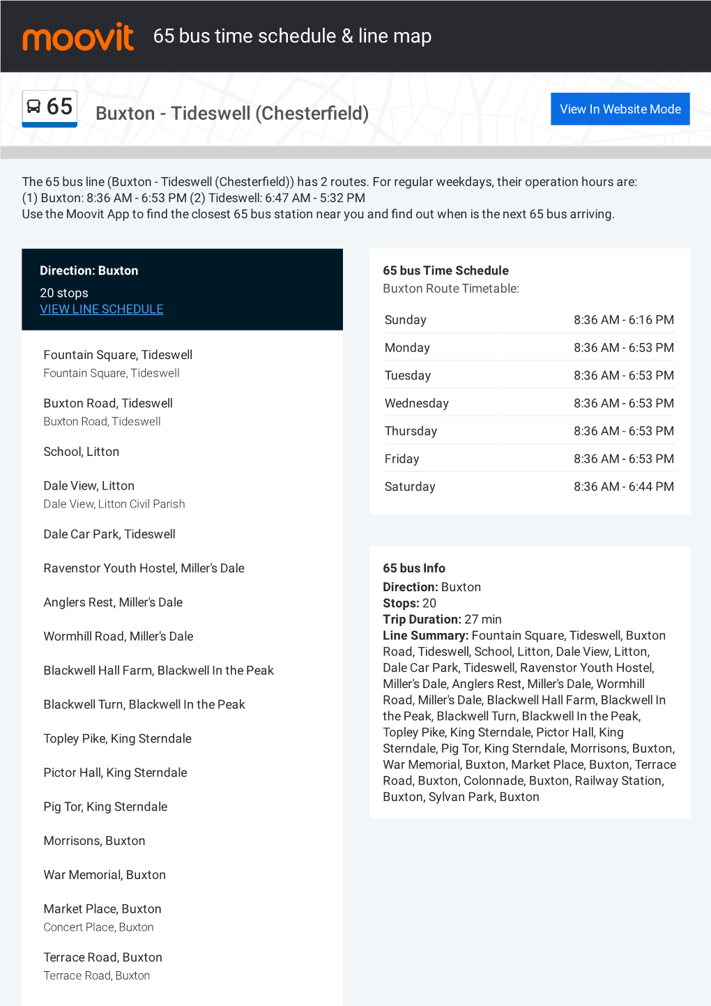 65 Bus Time Schedule & Line Route