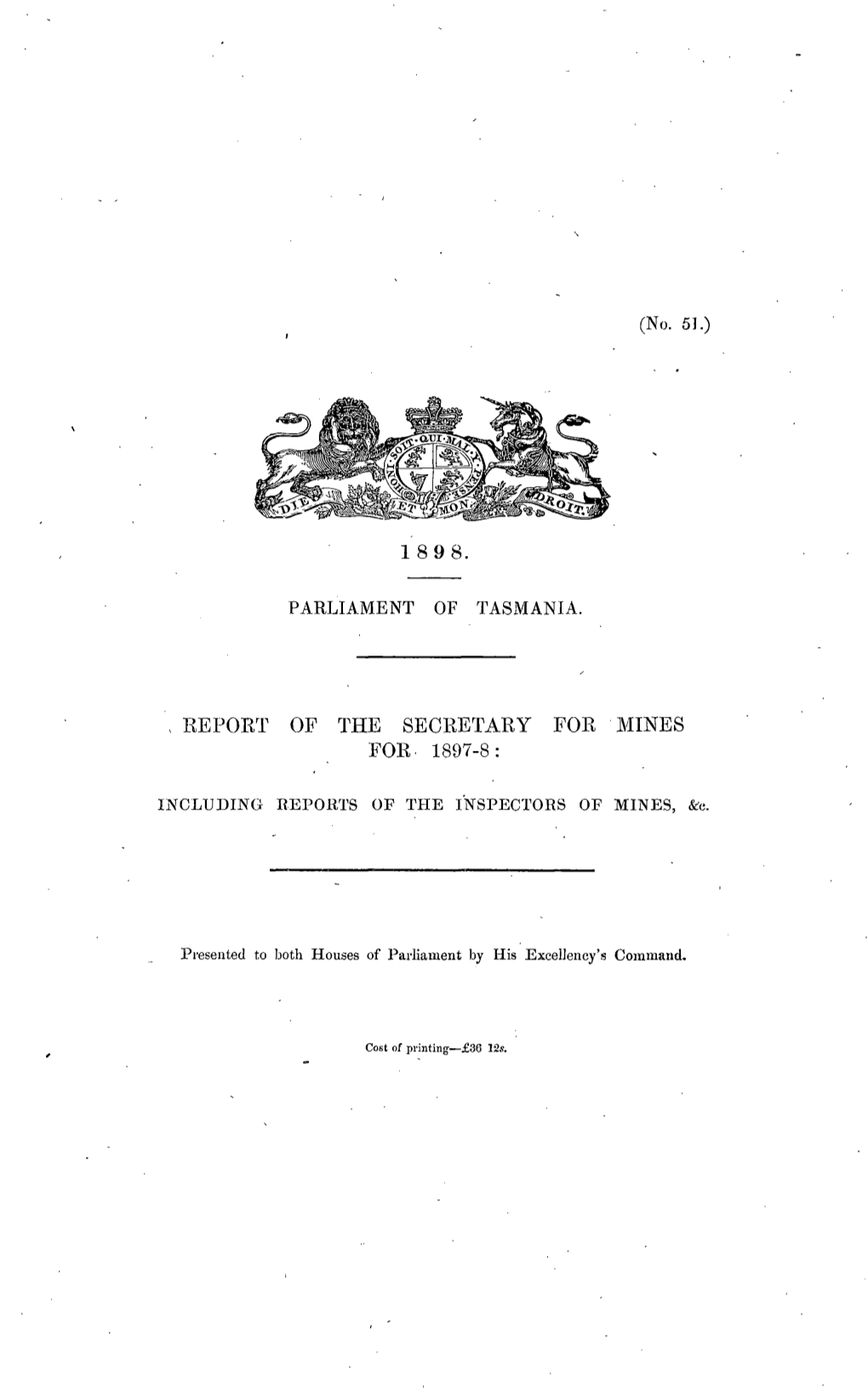 Report of the Secretary for Mines for 1897-8