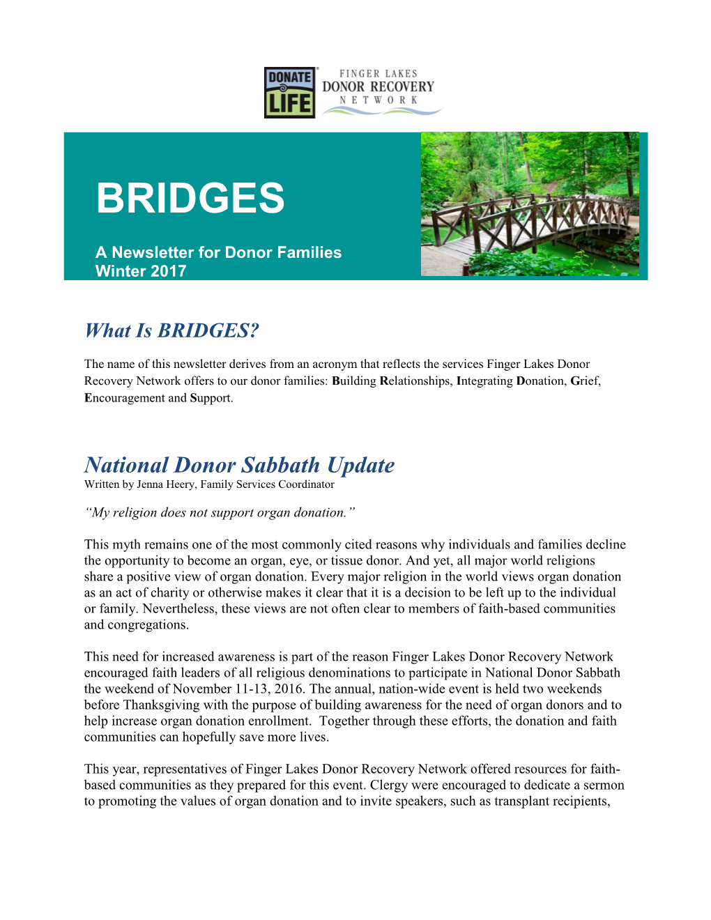 BRIDGES Newsletter Winter 2017