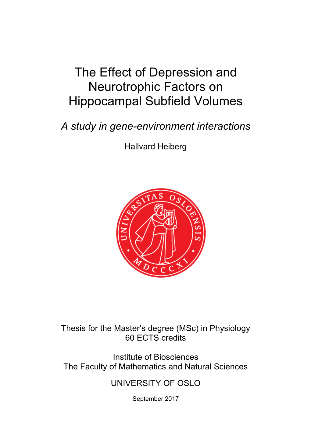 The Effect of Depression and Neurotrophic Factors On